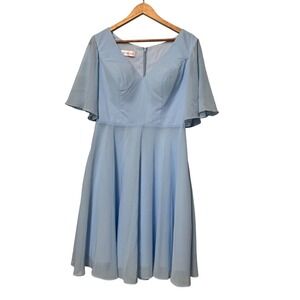JJ's House Sky Blue Bridesmaid Dress Flutter Sleeve Cocktail Party US 10